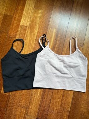Athleta Ribbed Cropped Tank Tops - Black & Ballet Pink